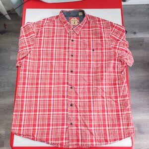 Red Head button down shirt men's size 3 XL red white check pattern short sleeve
